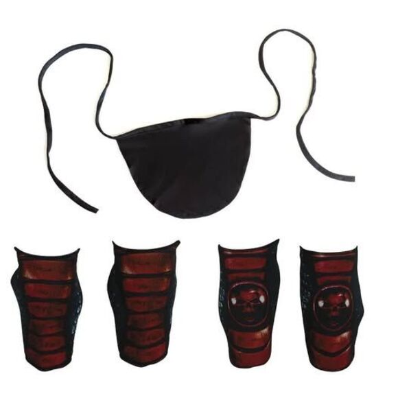 NEW 6pc Complete Red Cobra Ninja Halloween Costume W/ 5pc Ninja Knife Backpack - Picture 3 of 6